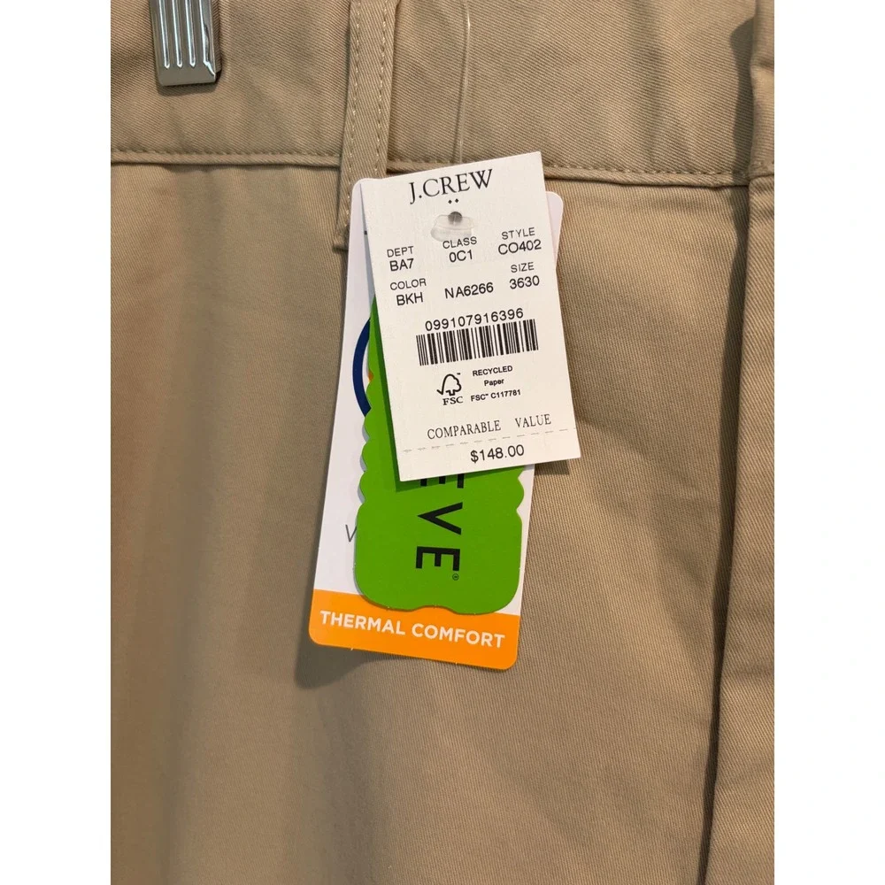 J.Crew Slim 770 365 Chino Pants 36x30 British Khaki TruTemp365 CO402 NEW